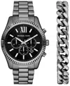 Michael Kors Lexington Chronograph Gift Set, 44mm In Gunmetal