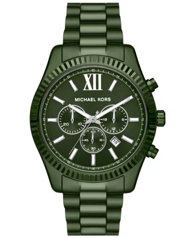 Michael Kors Men's Lexington Chronograph Olive Stainless Steel Watch 44mm In Green