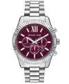 Michael Kors Men's Lexington Chronograph Silver-tone Stainless Steel Watch, 44mm In Metallic