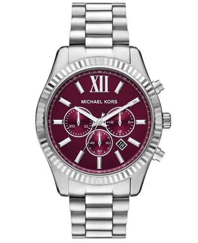 Michael Kors Men's Lexington Chronograph Silver-tone Stainless Steel Watch, 44mm In Metallic