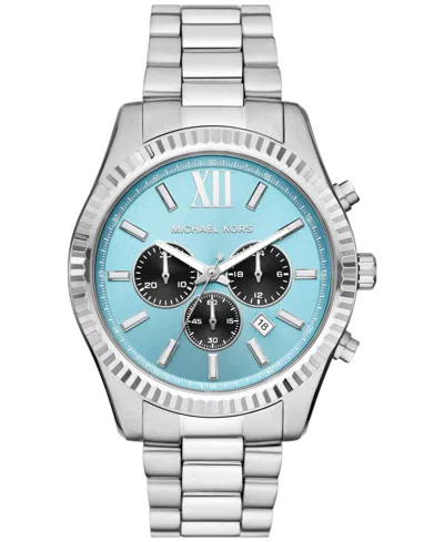 Michael Kors Men's Lexington Chronograph Silver-tone Stainless Steel Watch 44mm