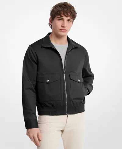 Michael Kors Men's Lightweight Long Sleeve Zip-front Harrington Jacket In Black