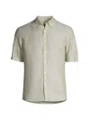 Michael Kors Men's Linen-blend Button-down Slim-fit Shirt In Light Sage