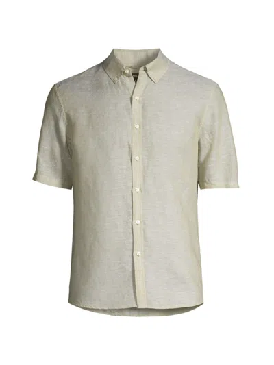 Michael Kors Men's Linen-blend Button-down Slim-fit Shirt In Light Sage
