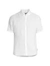 Michael Kors Men's Linen-blend Button-down Slim-fit Shirt In White