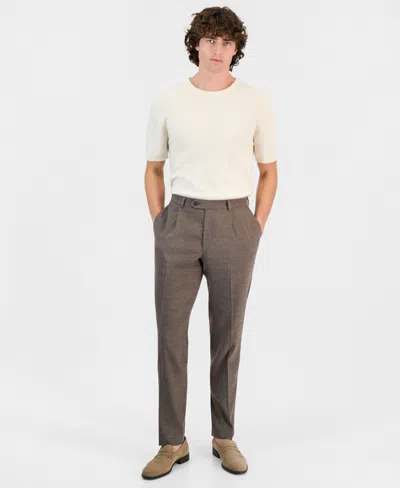 Michael Kors Men's Linen Blend Classic-fit Pant In Brown