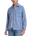Michael Kors Suede Shirt Jacket In Dark Chambray