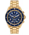 Michael Kors Men's Maritime Chronograph Gold-tone Stainless Steel Watch, 45mm In Gold-tone