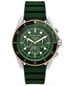 Michael Kors Men's Maritime Chronograph Green Silicone Watch, 45mm In Green