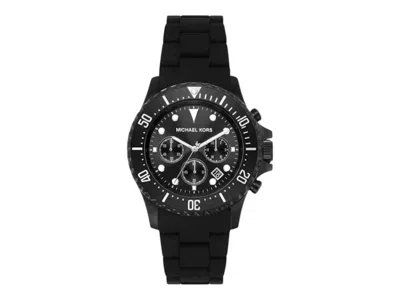 Pre-owned Michael Kors Men's  Everest Chronograph Silicone Mk8980 Watch In Stainless Steel In Silver