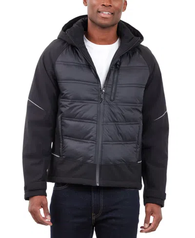 Michael Kors Men's Mixed-media Full-zip Hooded Jacket In Black