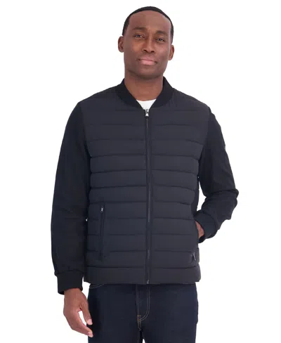 Michael Kors Men's Mixed Media Puffer Regular-fit Jacket In Blue