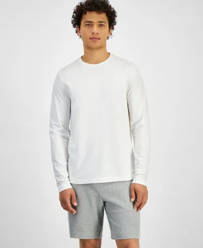 Michael Kors Men's Modern-fit Stretch Mercerized Pique Long-sleeve T-shirt In White