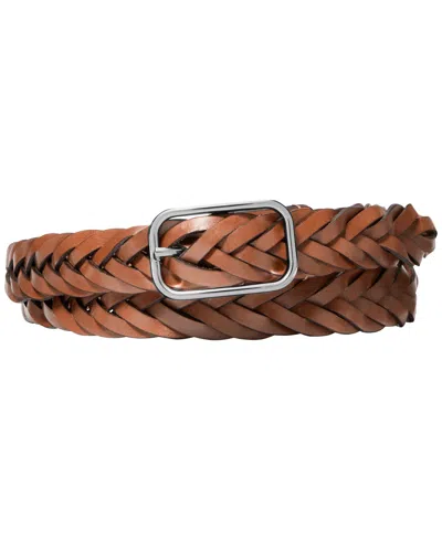 Michael Kors Men's Oval Harness Braided Belt In Brown