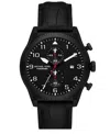 Michael Kors Oversized Panorama Black-tone And Crocodile Embossed Leather Watch In Black