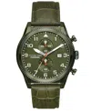 Michael Kors Oversized Panorama Olive-tone And Crocodile Embossed Leather Watch In Green