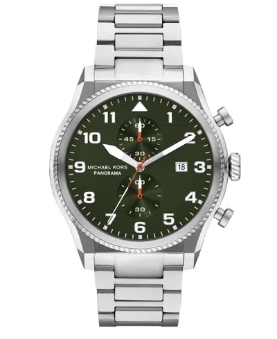 Michael Kors Men's Panorama Chronograph Silver-tone Stainless Steel Watch, 44mm
