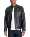 Michael Kors Men's Perforated Faux Leather Moto Jacket, Created For Macy's In Black