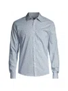 MICHAEL KORS MEN'S PINSTRIPED CHAMBRAY FLORAL BUTTON-FRONT SHIRT