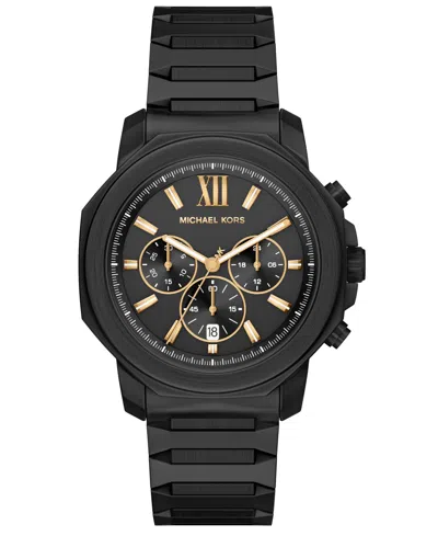 Michael Kors Men's Prescott Chronograph Black Ip Stainless Steel Watch, 44mm