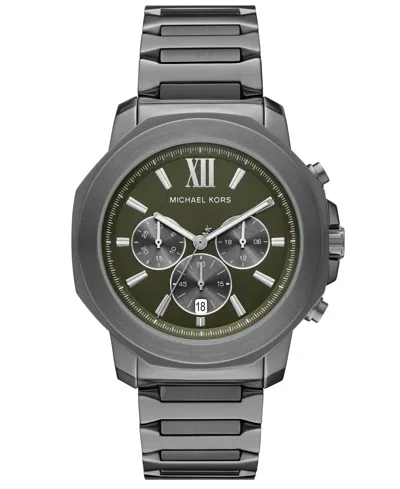 Michael Kors Men's Prescott Quartz Chronograph Gunmetal Stainless Steel Watch 44mm In Gray