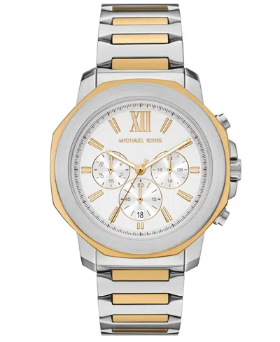 Michael Kors Men's Prescott Quartz Chronograph Two-tone Stainless Steel Watch 44mm In Multi
