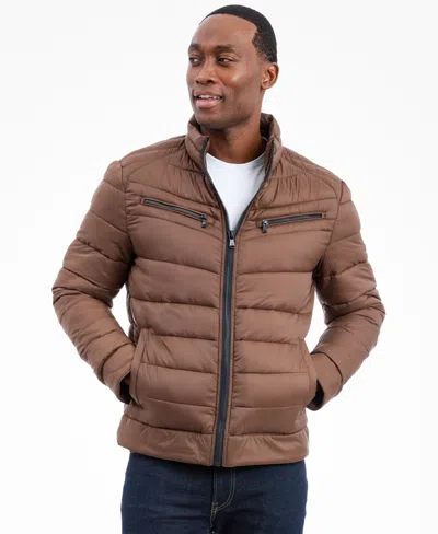Michael Kors Men's Quilted Full-zip Puffer Jacket In Brown
