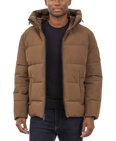 Michael Kors Men's Quilted Hooded Puffer Jacket In Mocha