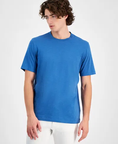 Michael Kors Men's Refine Textured Crewneck T-shirt In Ocean Blue