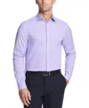 Michael Kors Men's Regular Fit Comfort Stretch Ultra Wrinkle-resistant Solid Dress Shirt In Purple