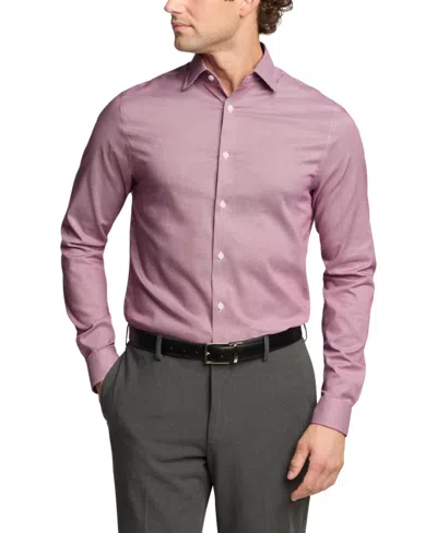 Michael Kors Men's Regular Fit Comfort Stretch Ultra Wrinkle-resistant Solid Dress Shirt In White