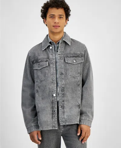 Michael Kors Men's Regular-fit Denim Shirt Jacket In Concretewsh
