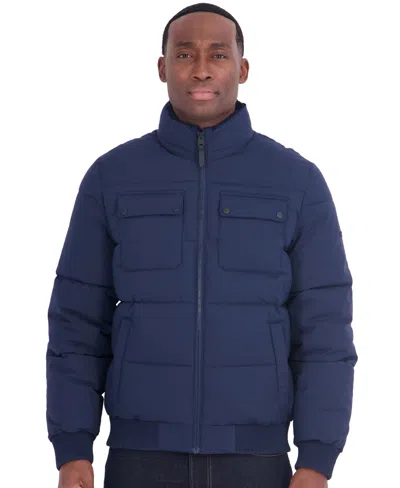 Michael Kors Men's Regular-fit Puffer Jacket With Faux Fur Collar In Blue