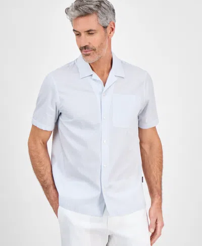 Michael Kors Men's Relaxed-fit Dobby Stripe Shirt In Chambray