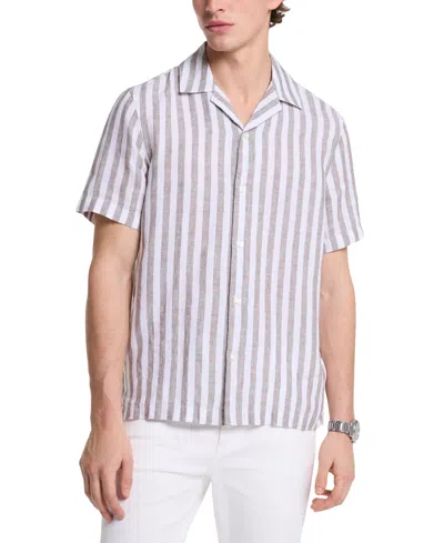 MICHAEL KORS MEN'S RELAXED-FIT LINEN STRIPE SHIRT