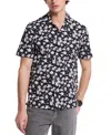 Michael Kors Men's Relaxed Fit Short Sleeve Button-front Floral Print Camp Shirt In Black