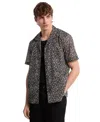 Michael Kors Men's Relaxed Fit Short Sleeve Floral Print Button-front Camp Shirt In Black