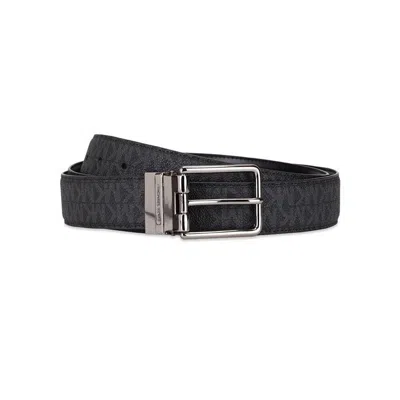 Michael Kors Men's Reversible Mk Signature Leather 2in1 Dress Belt In Admiral Blue/pale Blue