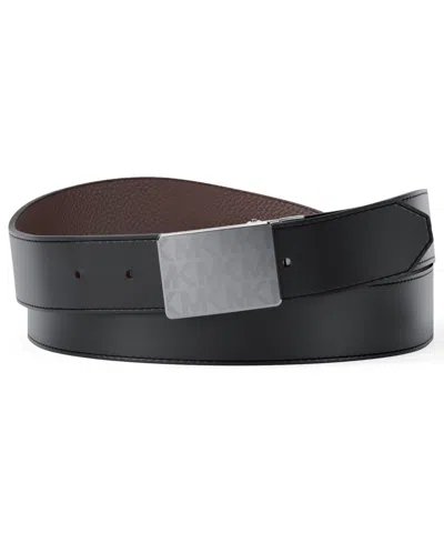 Michael Kors Men's Reversible Plaque Dress Belt In Black