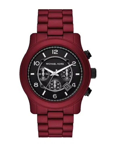 Michael Kors Men's Runway Chronograph Red Matte Coated Stainless Steel Bracelet Watch 45mm
