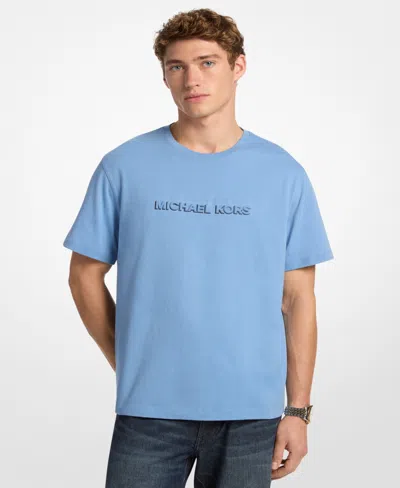 Michael Kors Men's Short Sleeve Embossed Shadow Logo T-shirt In Blue