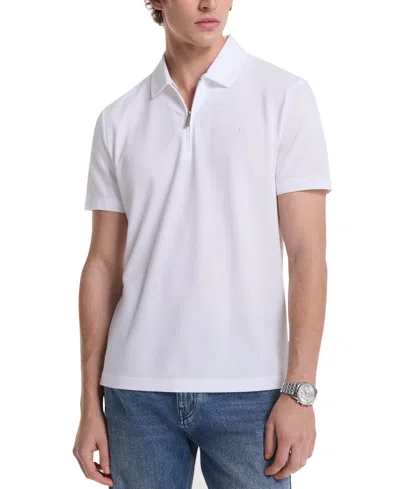 Michael Kors Men's Sleek Regular-fit 1/4-zip Pique Polo Shirt In White