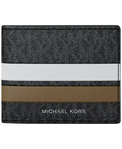 Michael Kors Men's Slim Bifold Signature Logo Print Faux Leather Wallet In Loden Multi