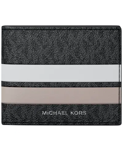 Michael Kors Men's Slim Bifold Signature Logo Print Faux Leather Wallet In Nickle Multi