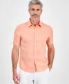 Michael Kors Men's Slim-fit Yarn-dyed Linen Shirt In Pink