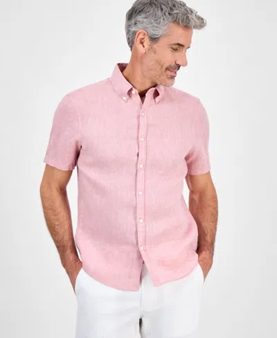 Michael Kors Men's Slim-fit Yarn-dyed Linen Shirt In Dusty Rose