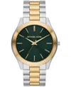 Michael Kors Men's Slim Runway Three-hand Two-tone Stainless Steel Watch 44mm In Two-tone