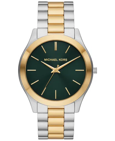 Michael Kors Men's Slim Runway Three-hand Two-tone Stainless Steel Watch 44mm