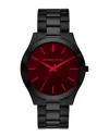 Michael Kors Slim Runway Black-tone And Red Crystal Watch