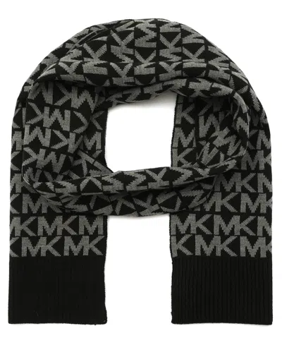 Michael Kors Men's Small Mk Stripe Scarf In Black